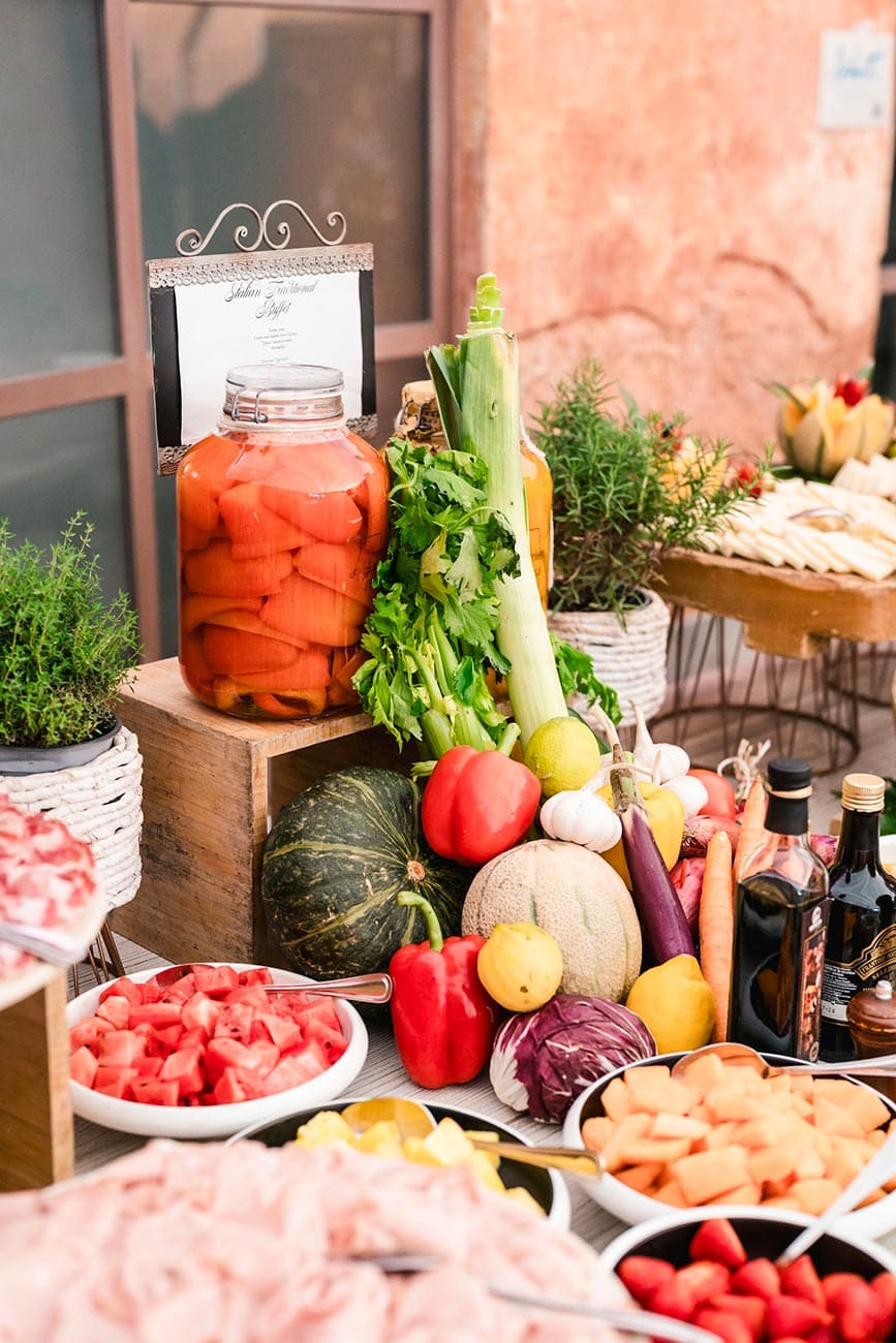 Traditional Italian Wedding Food Station at Villa Regina Teodolinda