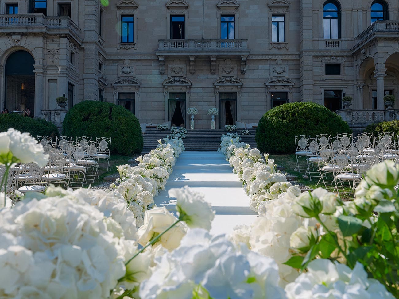 Outdoor Wedding Ceremony flower at Villa Erba