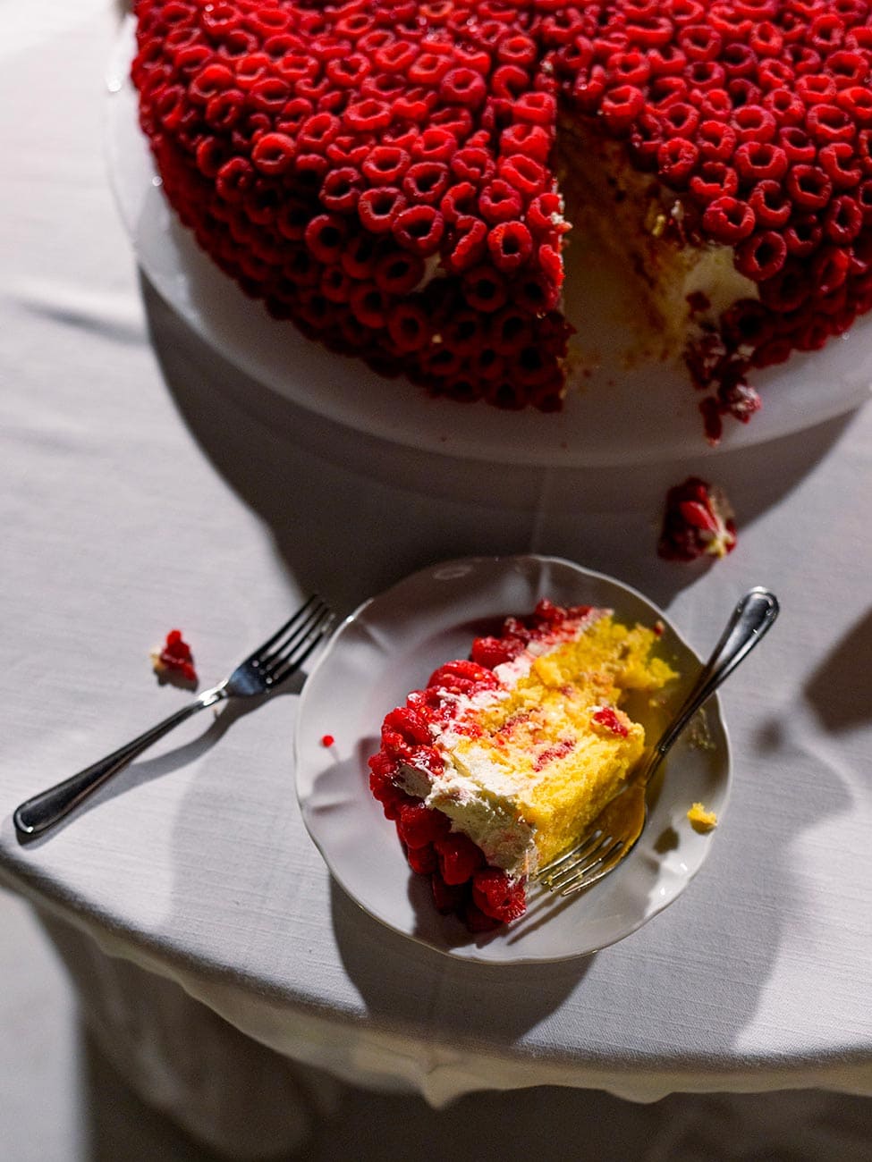Italian Raspberry Wedding Cake at Lake Como Reception