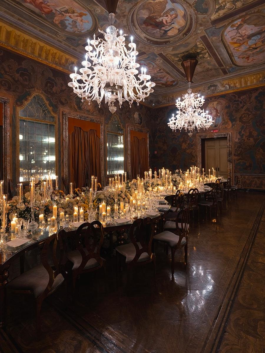 Candlelight Table Setting and Crystal Glassware at Villa Erba - Kirshia & Ranvin